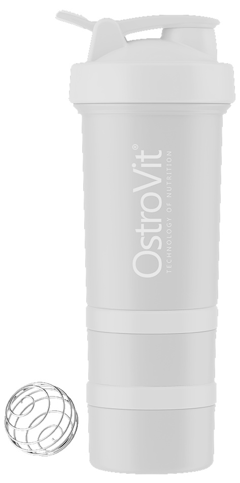 Shaker pentru nutriție sportivă Ostrovit Shaker Premium 450ml Grey