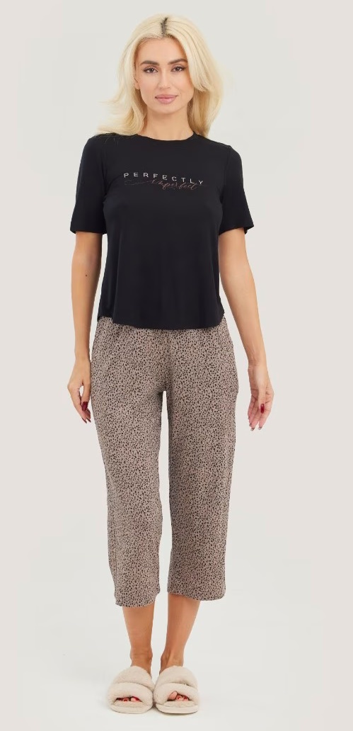 Pijama Ajoure T23563/1 Black/Print Leopard, s.L