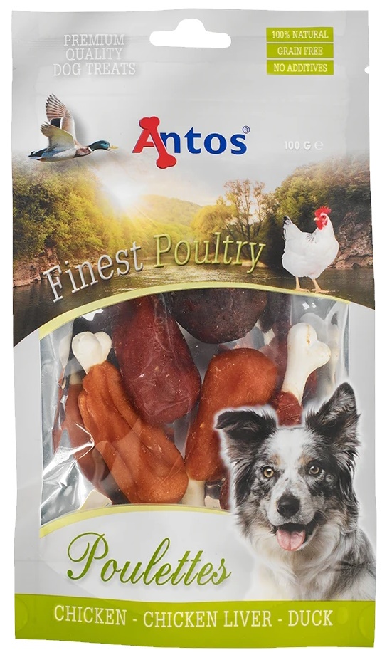 Snackuri pentru câini Antos Finest Poultry Poulettes 100g (A20342)