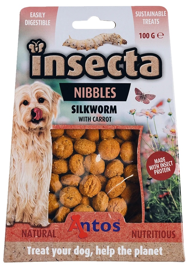 Лакомства для собак Antos Insecta Nibbles Silkworm & Carrot 100g (20093)