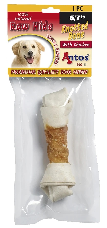 Лакомства для собак Antos Raw Hide Knotted Bone Chicken (10829)