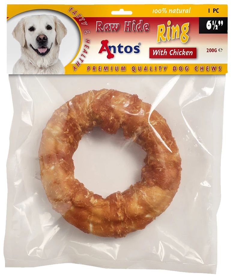 Лакомства для собак Antos Raw Hide White Ring Chicken (10833)