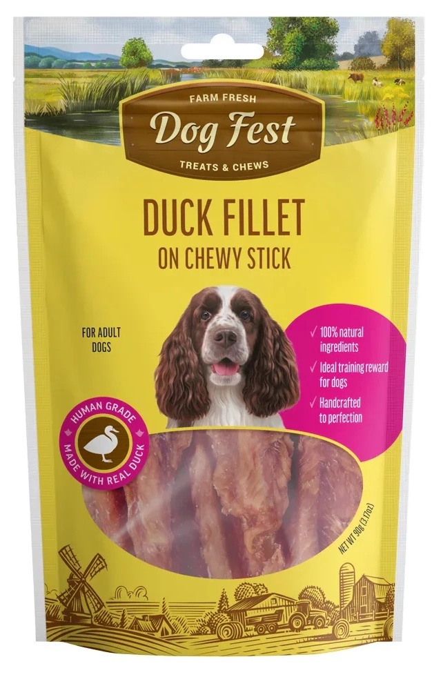 Snackuri pentru câini Dog Fest Duck Fillet on Chewy Stick 90g