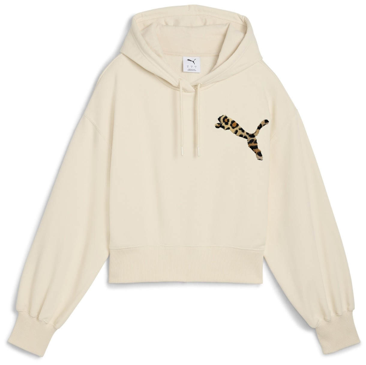 Hanorac damă Puma Wardrobe Ess Leo Luxe Graphic Hoodie Alpine Snow, s.XS