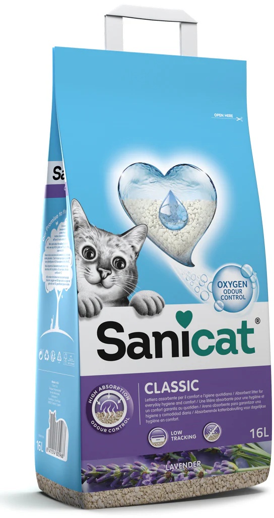 Asternut igienic pentru pisici Sanicat Classic Lavender 16L