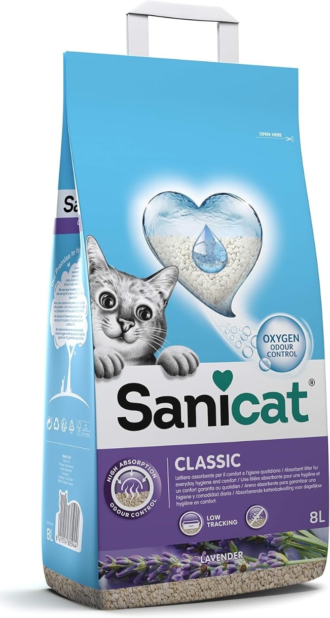 Asternut igienic pentru pisici Sanicat Classic Lavender 8L