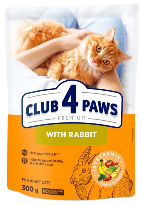Hrană uscată pentru pisici Клуб 4 лапы Adult Cats Rabbit 0.3kg 15pcs