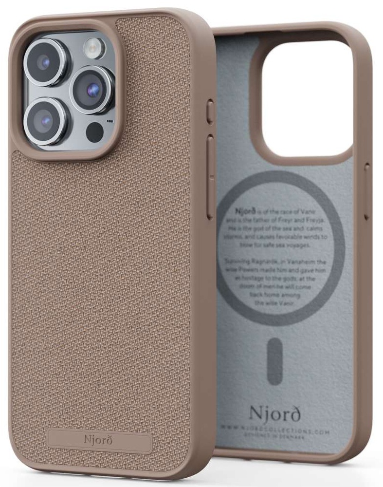 Husa de protecție Njord Fabric MagSafe Case iPhone 15 Pro Max Pink Sand (NA54FA12)