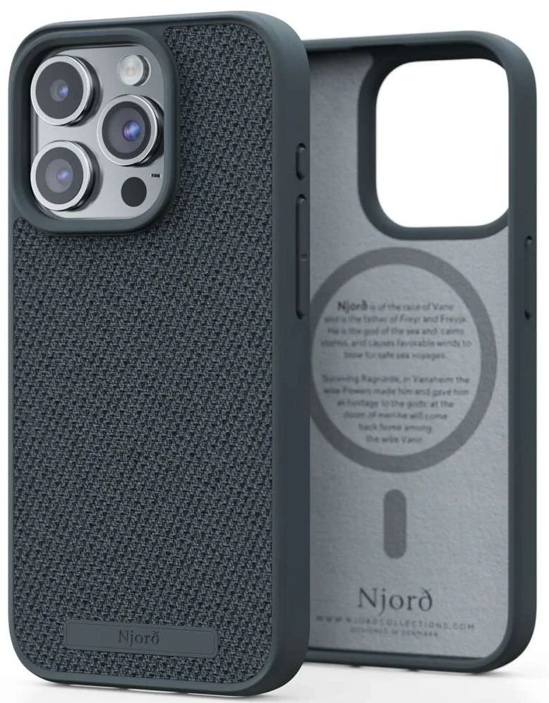 Husa de protecție Njord Fabric MagSafe Case iPhone 15 Pro Max Dark Grey (NA54FA09)