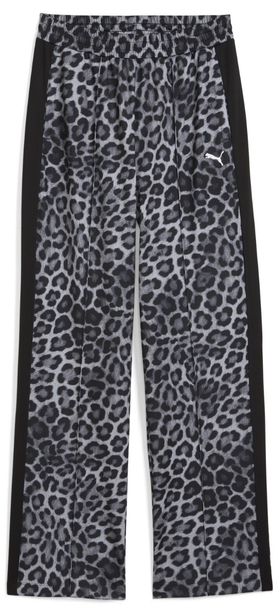 Pantaloni spotivi de dame Puma T7 Leo Luxe Aop Straight Pants Op Puma Black, s.XL