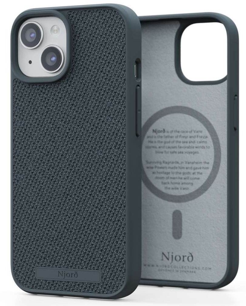 Чехол Njord Fabric MagSafe iPhone 15 Plus Dark Grey (NA52FA09)