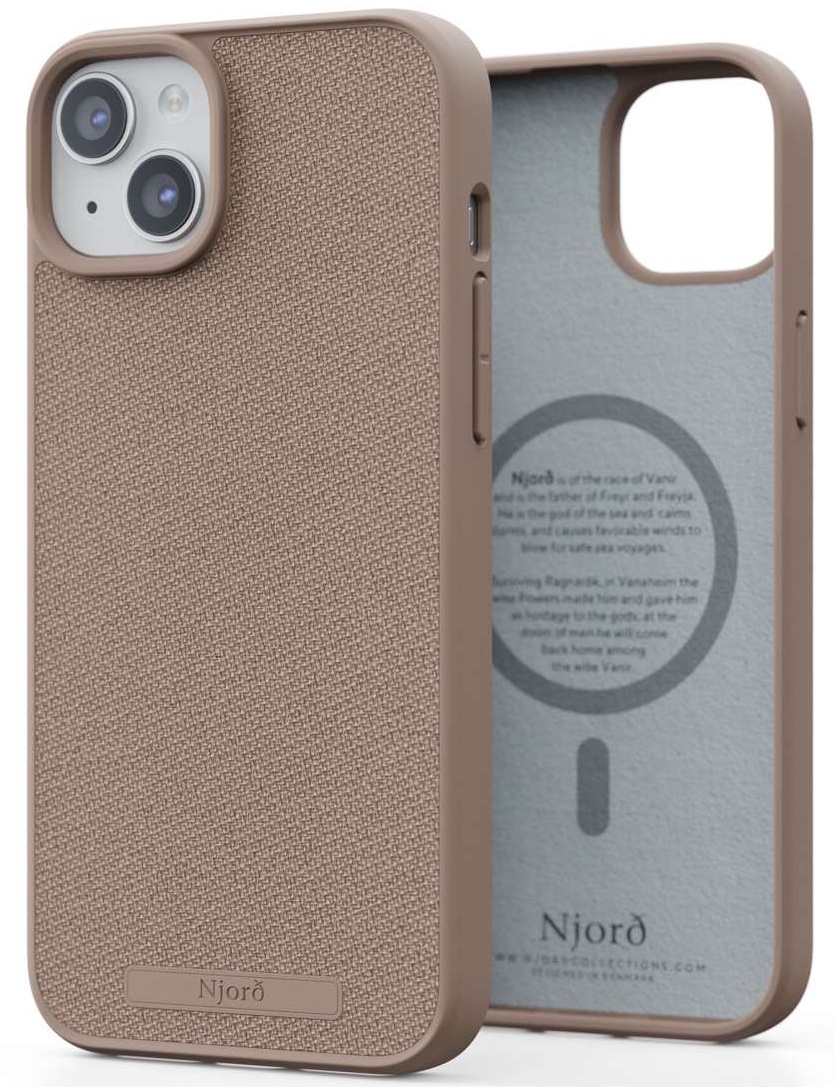 Husa de protecție Njord Fabric MagSafe iPhone 15 Pink Sand (NA51FA12)
