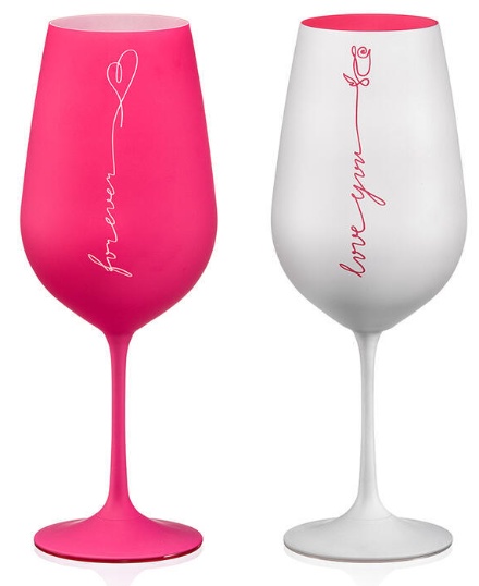 Set pahare Bohemia Love Pink&White 550ml (8593407072531) 2pcs