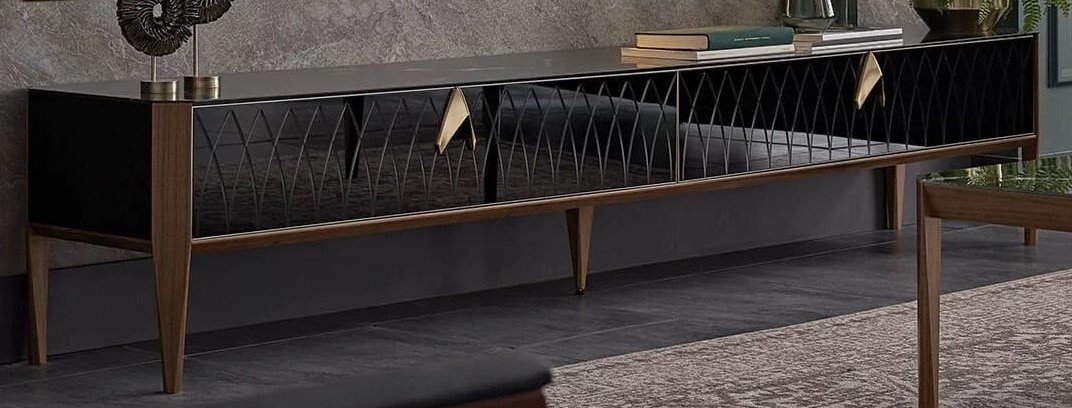 Тумба под ТВ Dogtas Logan TV 3200378938/3200378940 Black/Walnut/Gold