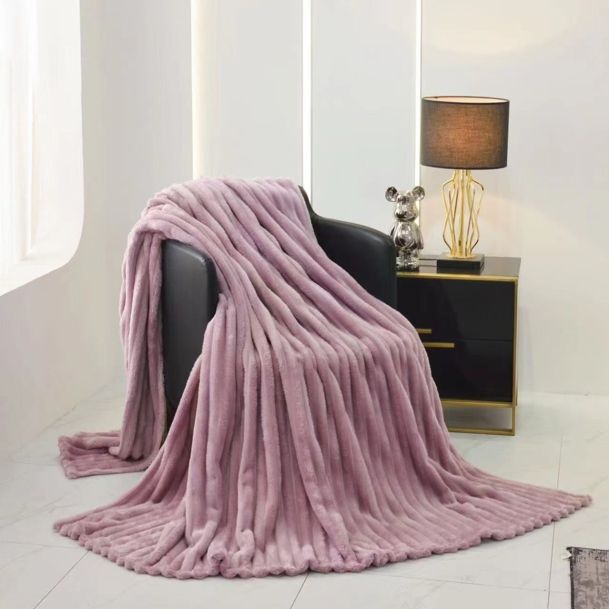 Cuvertura Relaxe Home Striped Fleece Powder 200x230 (020300)