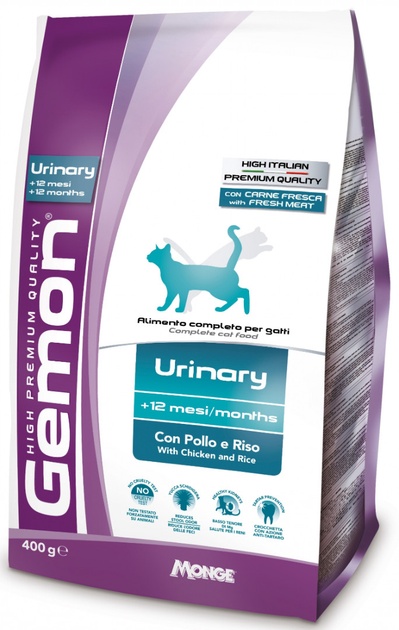 Hrană uscată pentru pisici Monge Superpremium Gemon Urinary Chicken & Rice 400g