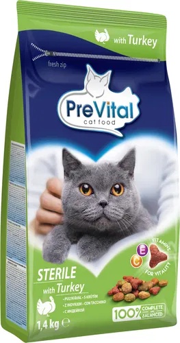 Hrană uscată pentru pisici PreVital Sterile with Turkey 1.4kg