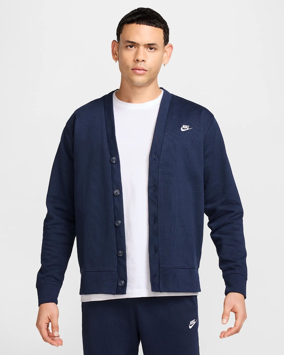 Cardigan pentru bărbați Nike M Nk Club Fairway Cardigan Obsidian/White, s.L