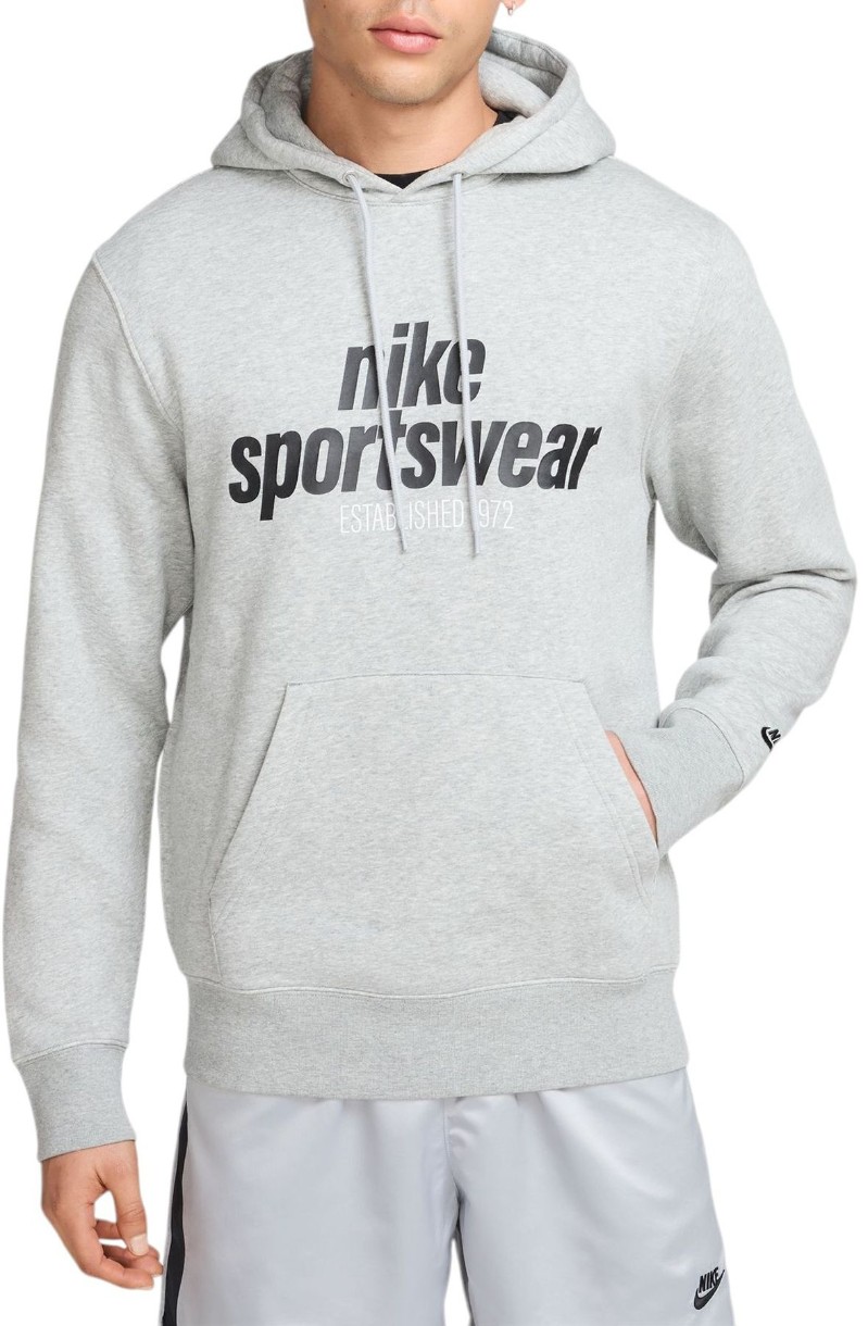 Hanorac pentru bărbați Nike M Nk Club Bb Po Hdy Nsw Gfx Dark Grey Heather/Light Smoke Grey/Black, s.L