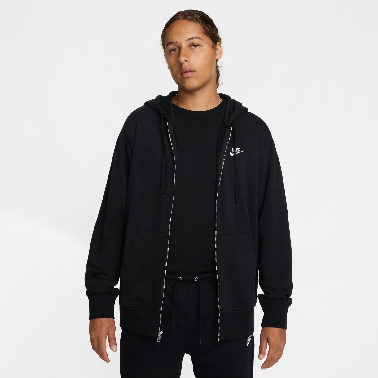 Hanorac pentru bărbați Nike M Nk Club Ft Fz Hoodie Black/White, s.M