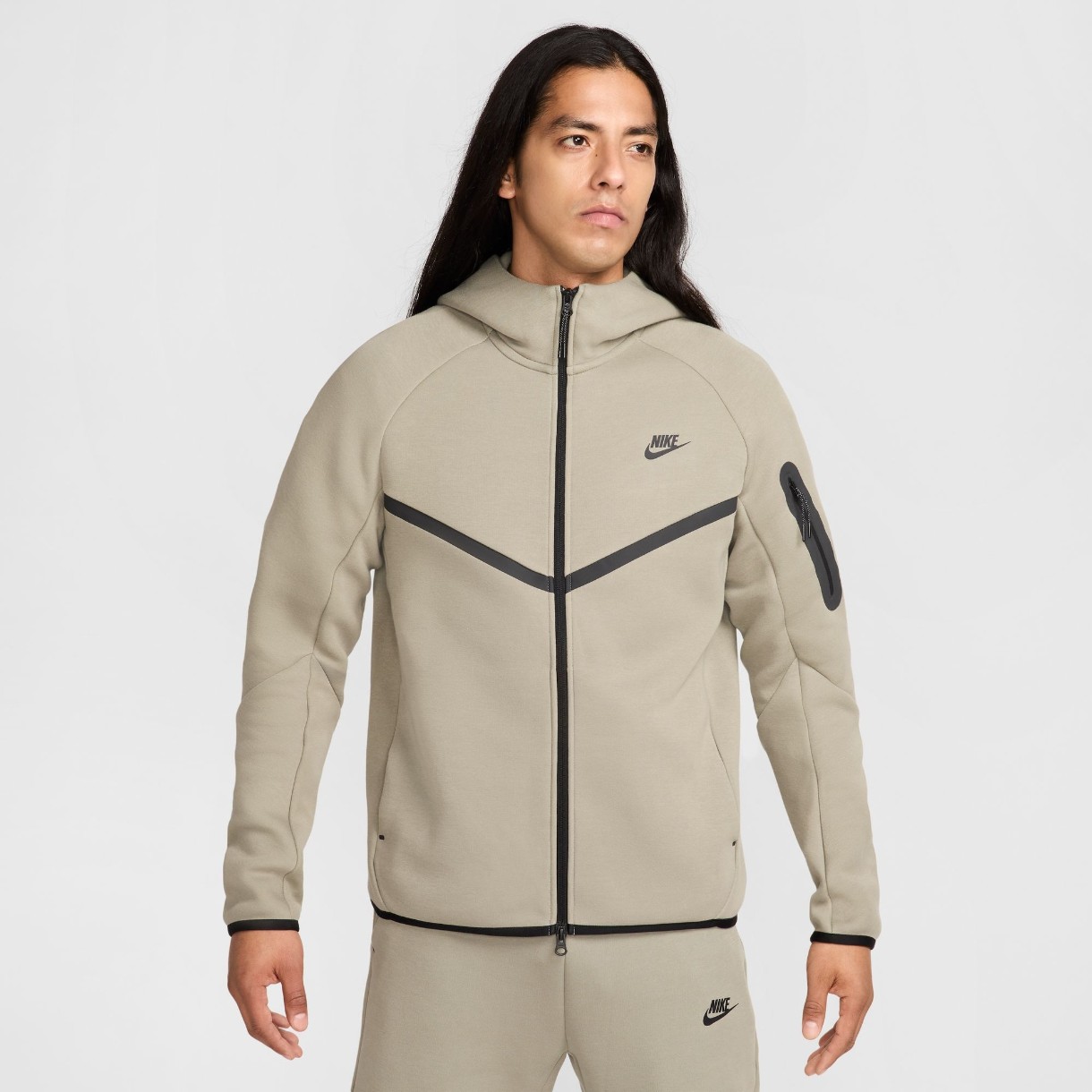 Hanorac pentru bărbați Nike M Nk Tch Flc Fz Wr Hoodie Light Army/Black, s.L