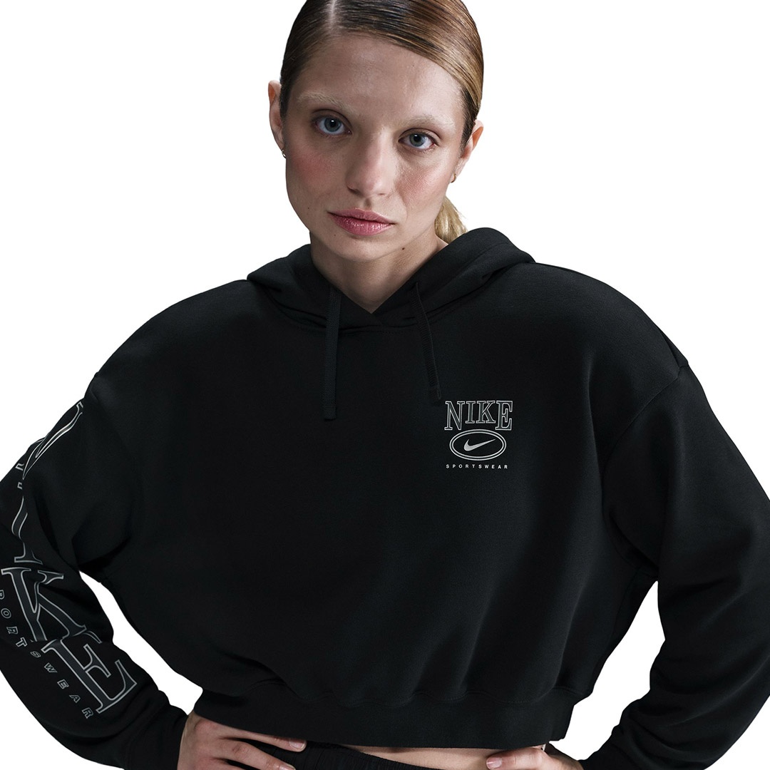 Hanorac damă Nike W Nsw Club Flc Os Gx Crp Hdy Black, s.S