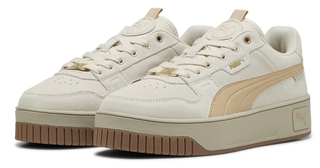 Кеды женские Puma Carina Street Lux Suede Alpine Snow/Light Sand/Puma Gold, s.38.5