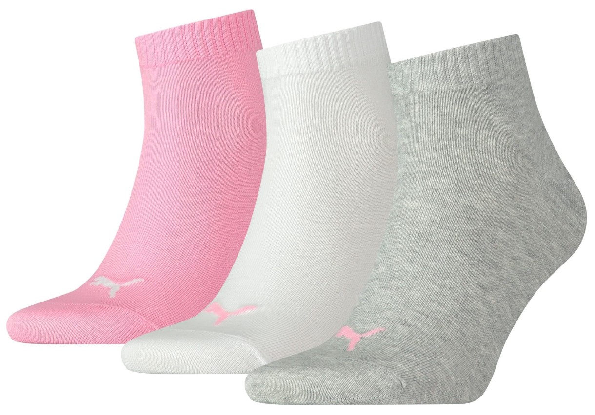 Ciorapi pentru bărbați Puma Unisex Quarter Plain 3P Prism Pink, s.39-42