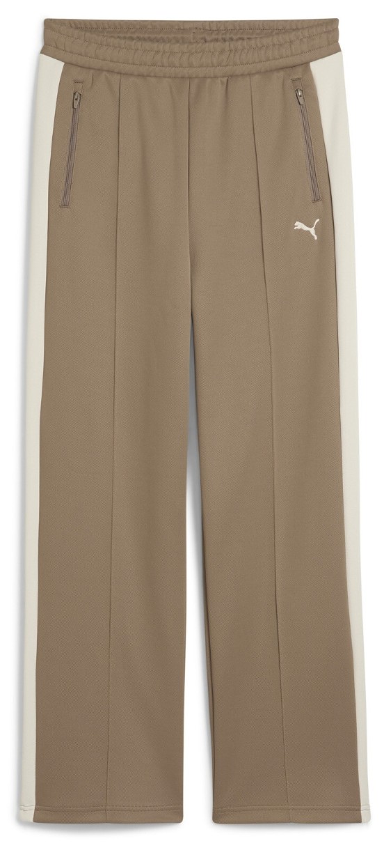 Pantaloni spotivi de dame Puma T7 Always On Straight Track Pants Op Totally Taupe, s.XL