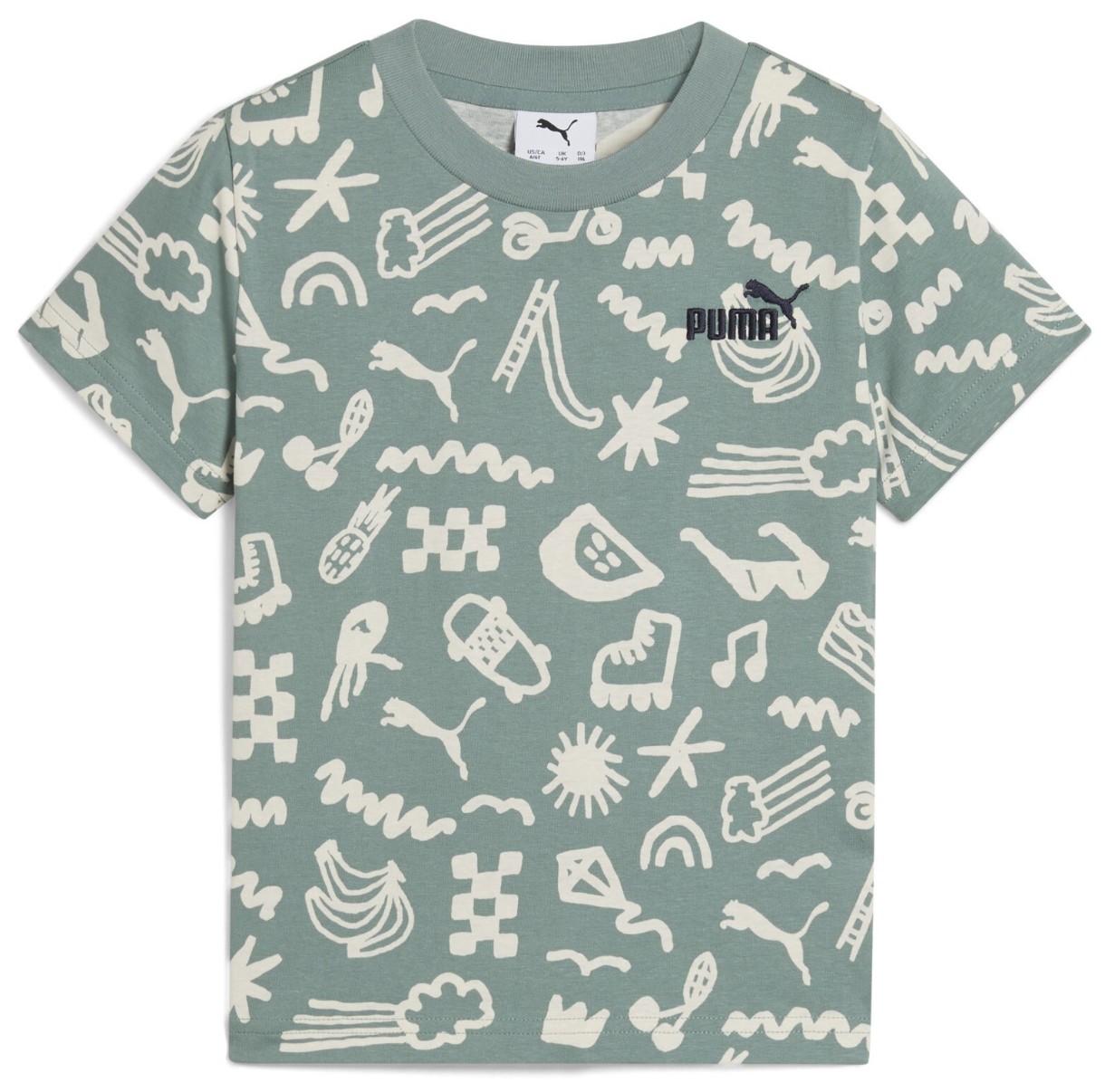 Детская футболка Puma Sandy Adventures Aop Tee Ps Green Moon, s.104