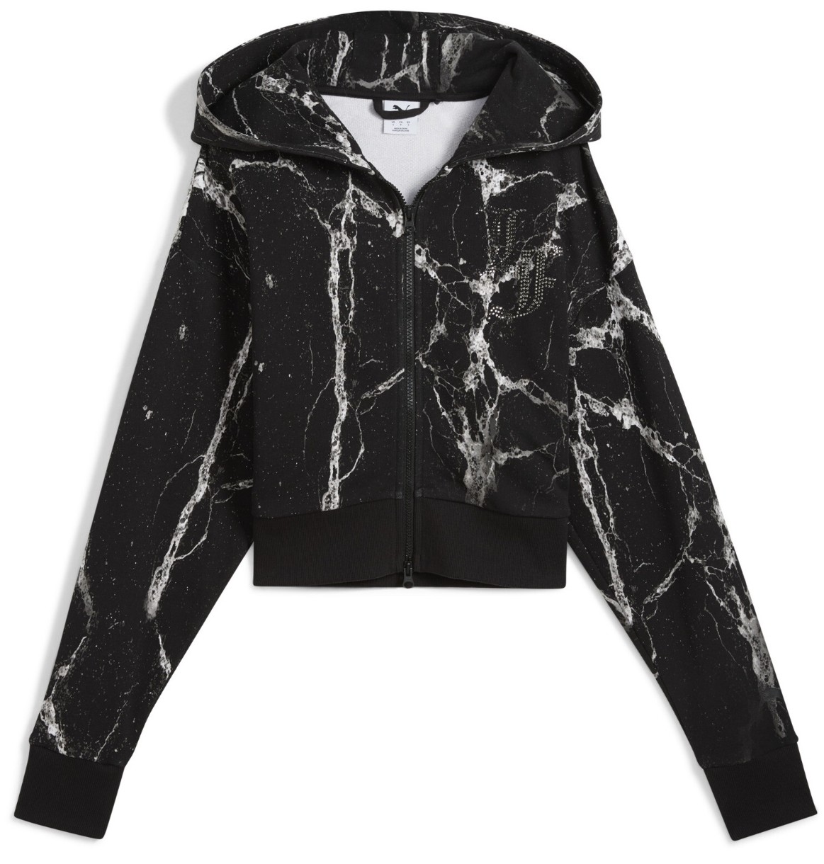 Hanorac damă Puma Hoops X Lafrance Written In Chrome Crop Hoodie Puma Black/White Aop, s.L