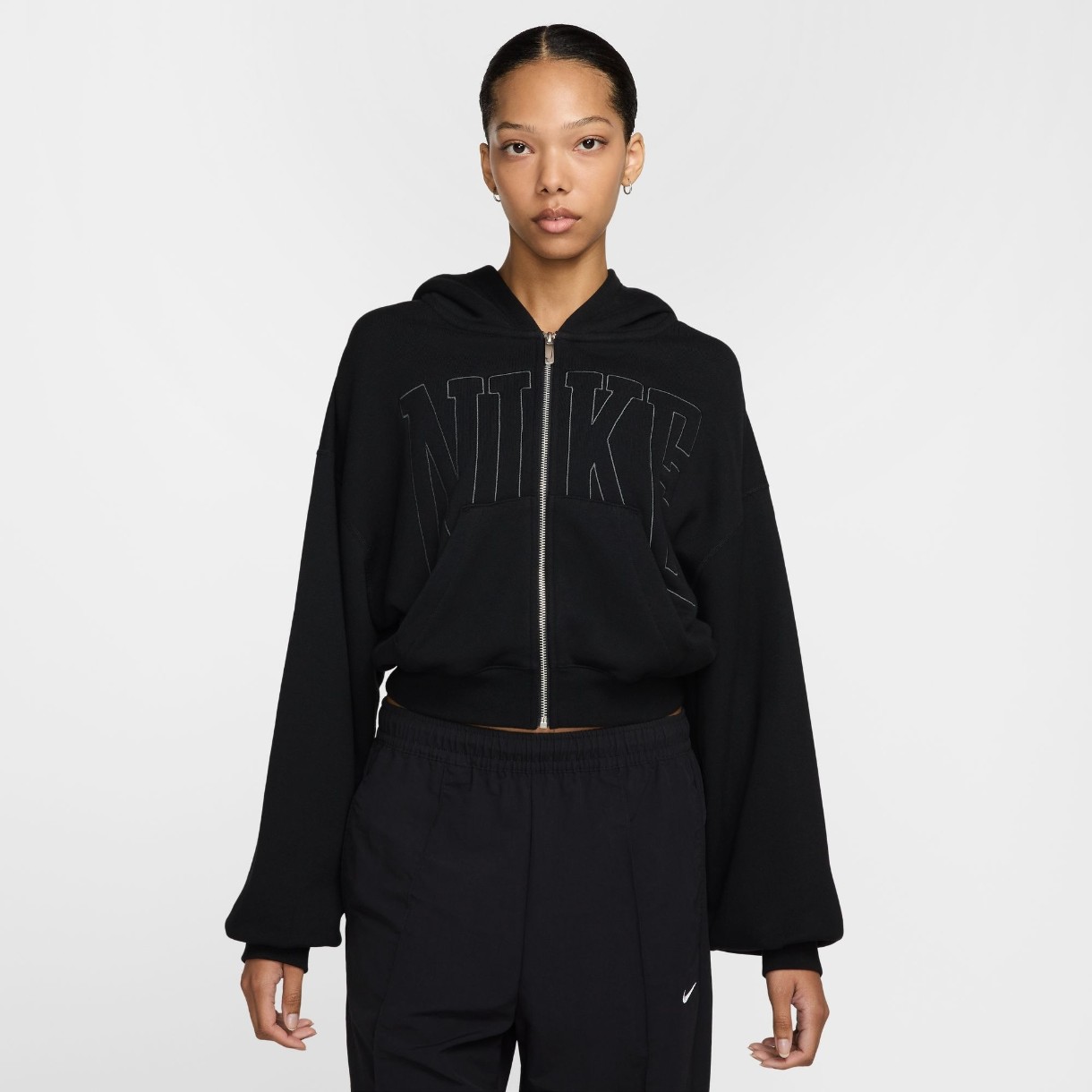 Женская толстовка Nike W Nsw Street Crop Fz Top Black/Anthracite, s.M