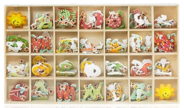 Set cifre si litere din lemn New World (55008 01-8)