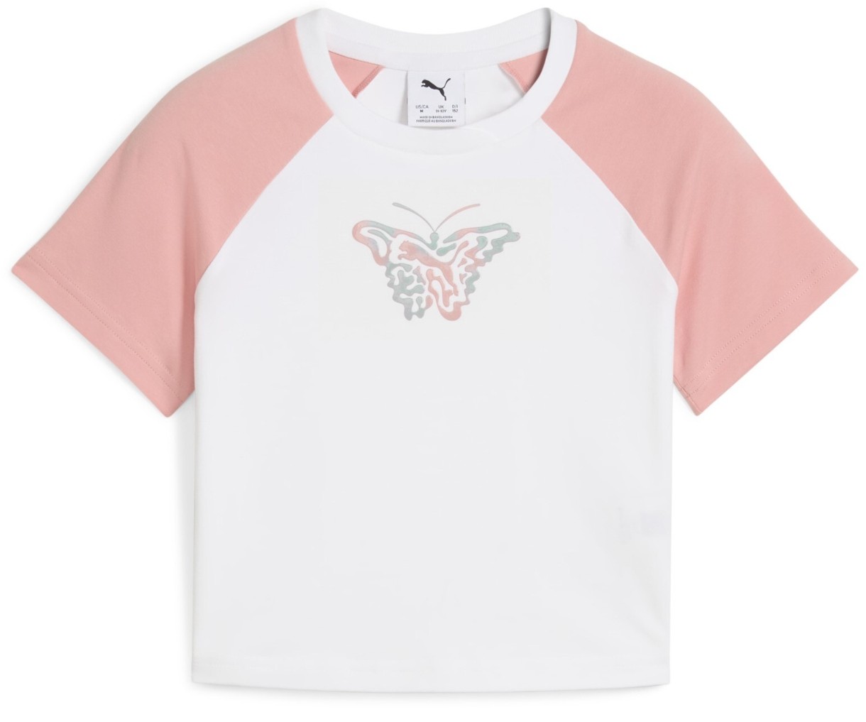 Детская футболка Puma Butterfly Vibe Baby Tee G Puma White/Pink Fruit, s.164