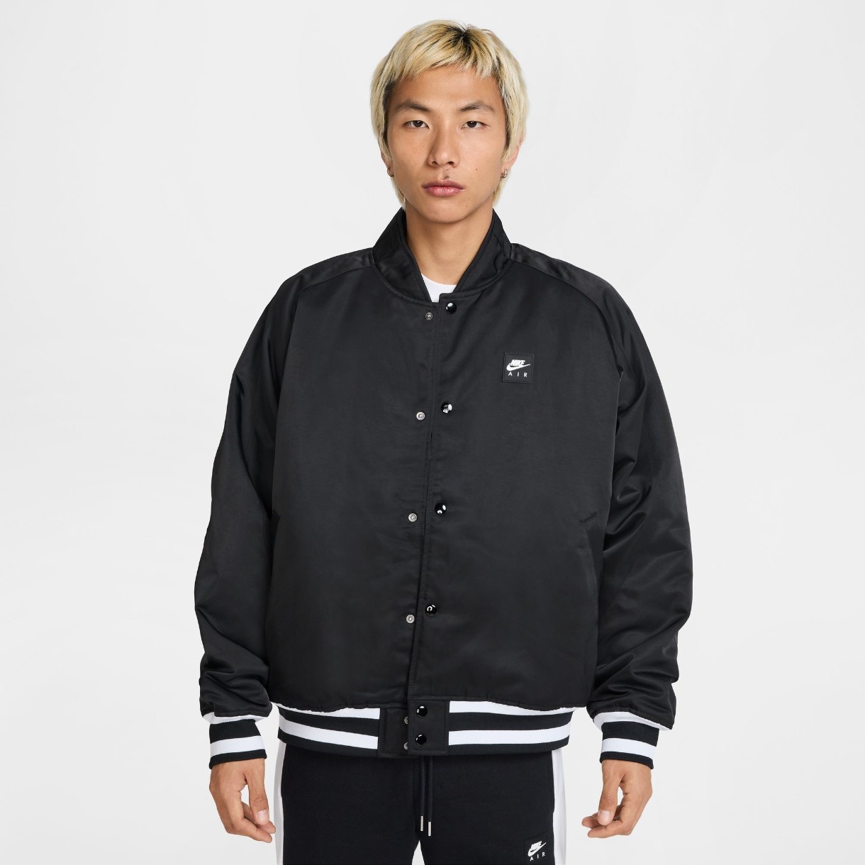 Jachetă pentru bărbați Nike M Air Varsity Jkt Black/White, s.S