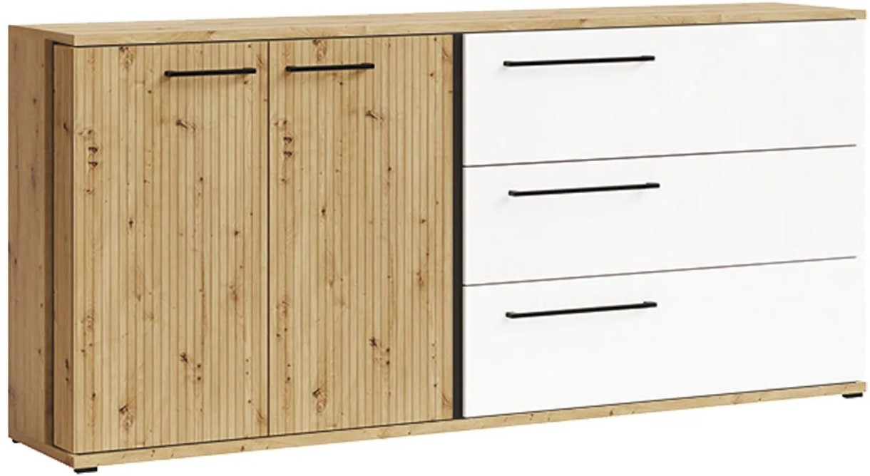 Комод Fadome Molto 13 Oak Artisan/Black/White Gloss