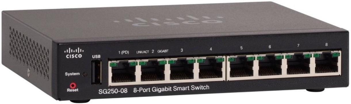 Коммутатор Cisco SG250-08-K9-EU