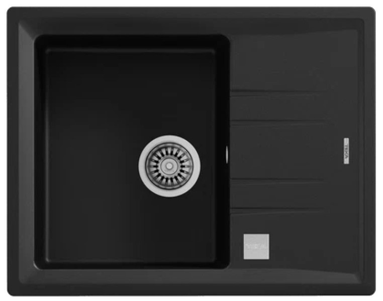 Chiuvetă de bucătărie Teka Stone 45 S TG 1B 1D Auto Black Metallic