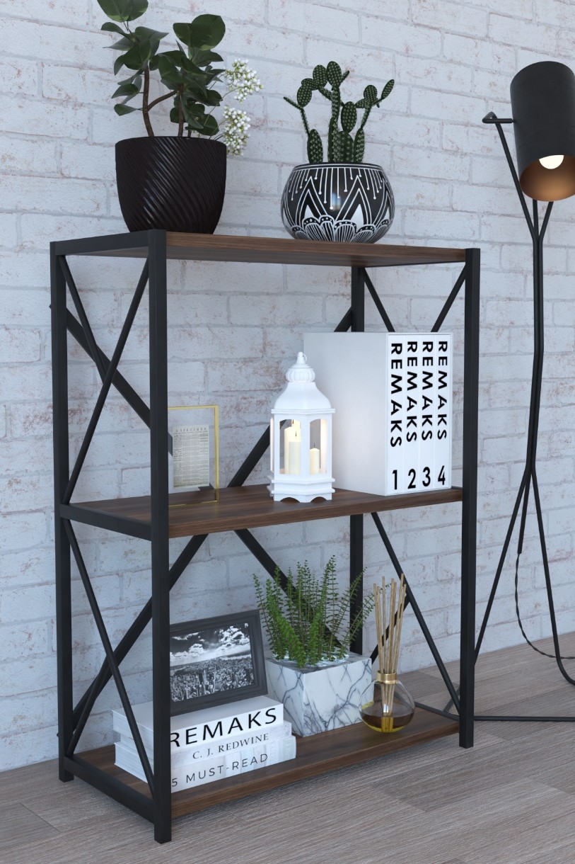 Стеллаж Remaks 3 Shelf Metal Walnut