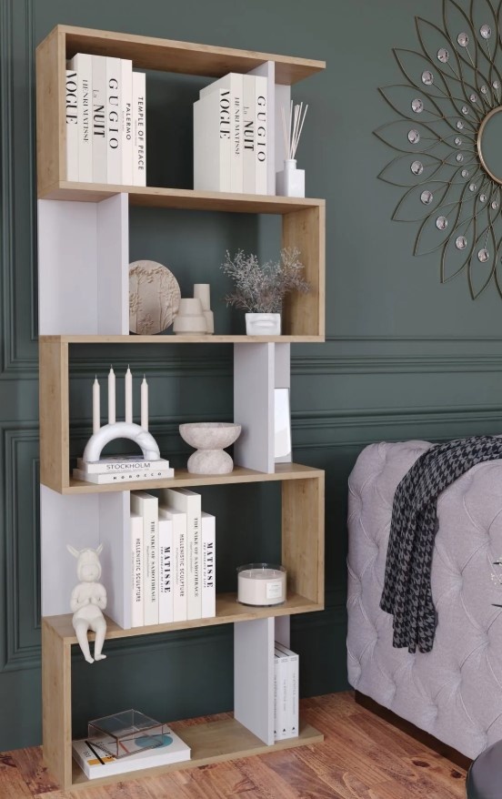 Etajeră Remaks Asimetrik 5 Safir Oak/White