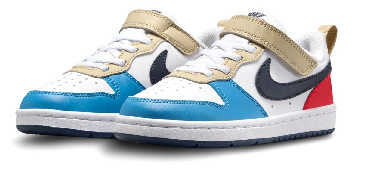 Ghete pentru copii Nike Court Borough Low Recraft (Ps) White/Light Crimson/Blue Beyond/Thunder Blue, s.32