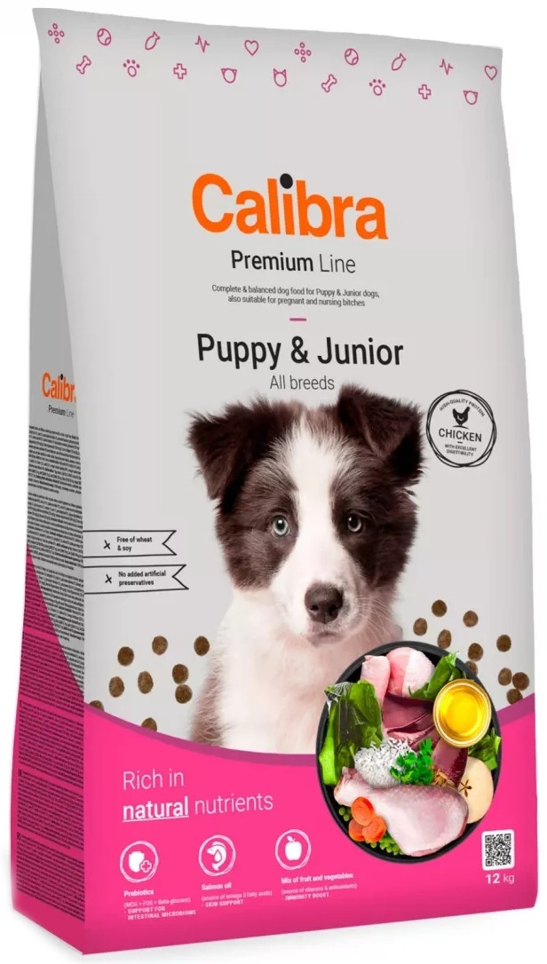 Hrană uscată pentru câini Calibra Premium Line Puppy & Junior Chicken 12kg