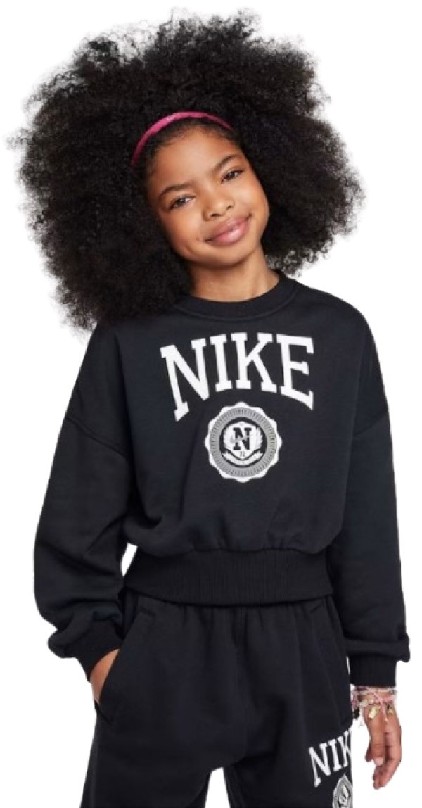 Детская толстовка Nike Sportswear Club French Terry Crew-Neck Black/White, s.XS