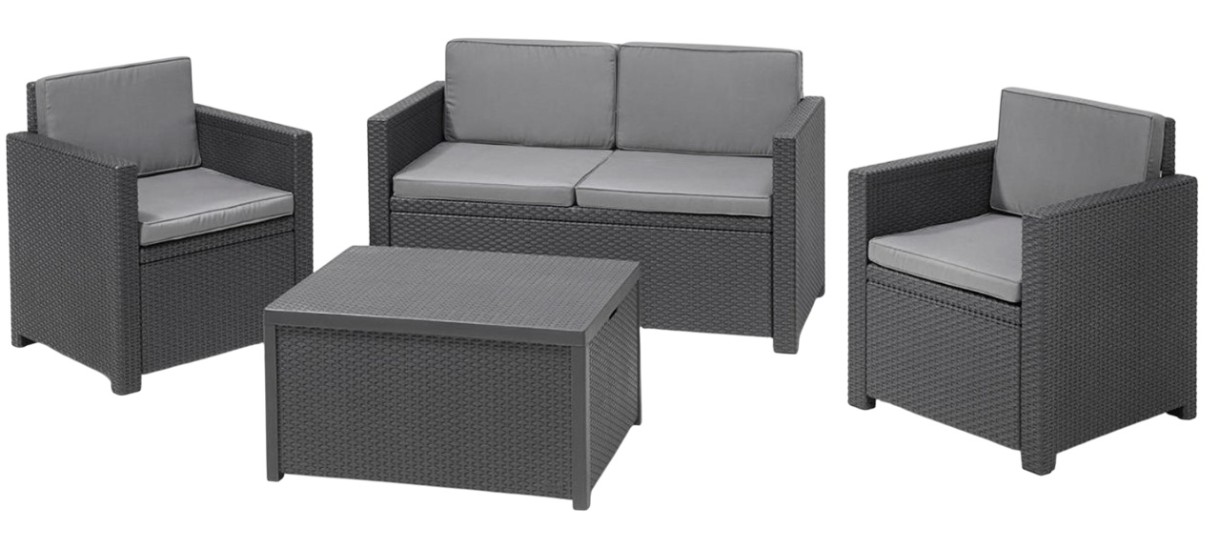 Set mobila de grădină Keter Monaco Set with Storage Table Graphite (216779)
