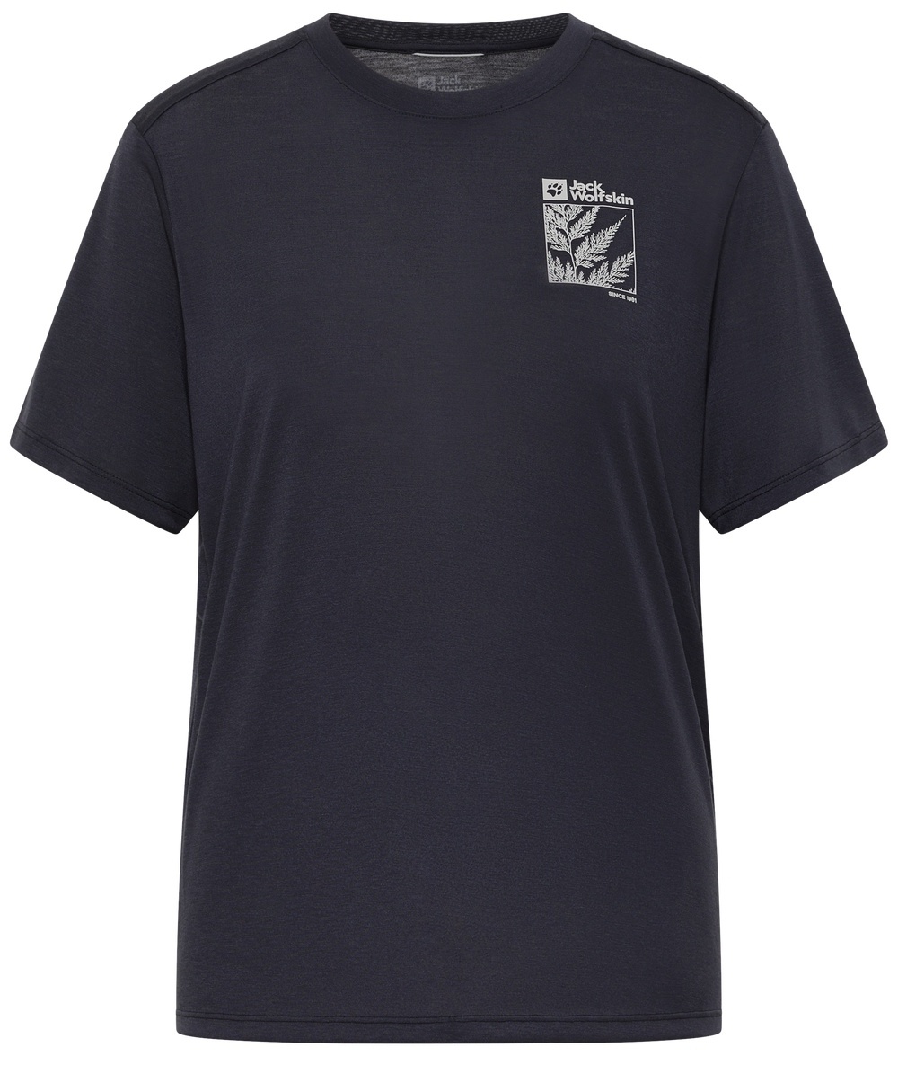 Женская футболка Jack Wolfskin Vonnan Graphic T W Explore Graphite, s.XL