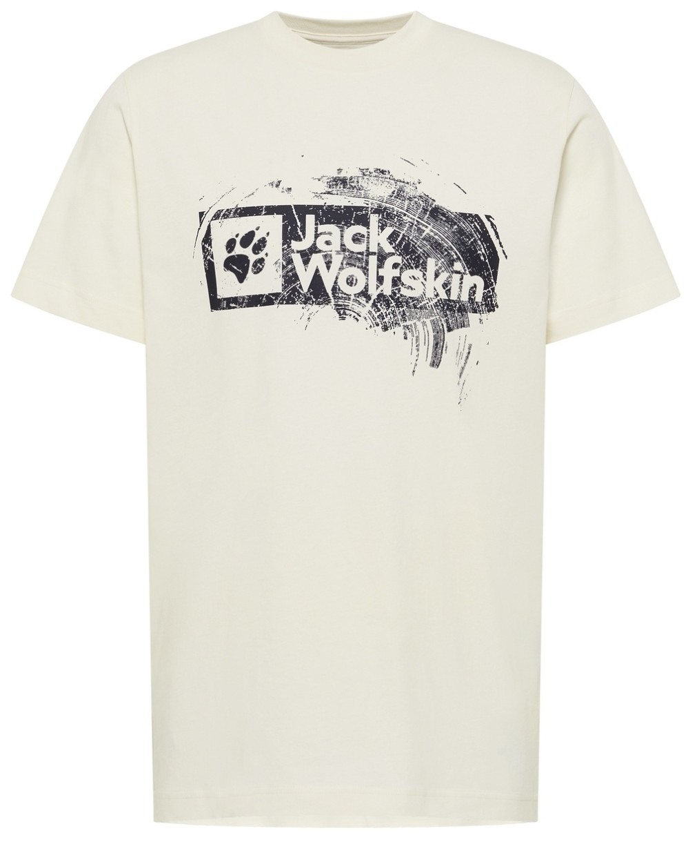 Мужская футболка Jack Wolfskin Brand T M Wood Cotton White, s.L