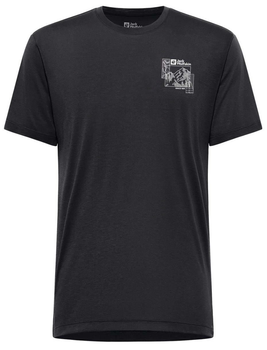 Tricou bărbătesc Jack Wolfskin Vonnan Graphic T M Explore Phantom, s.M