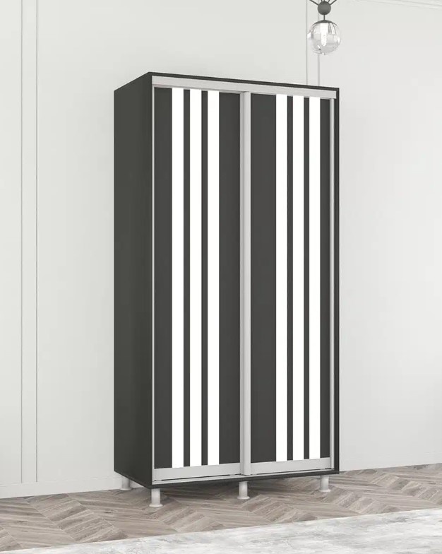 Шкаф-купе Mobildor-Lux Aron 110x200 (Anthracite/8681 Alb Briliant) uși glisante din PAL cu lamele