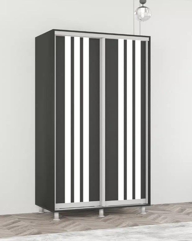 Шкаф-купе Mobildor-Lux Aron 130x230 (Anthracite/8681 Alb Briliant) uși glisante din PAL cu lamele
