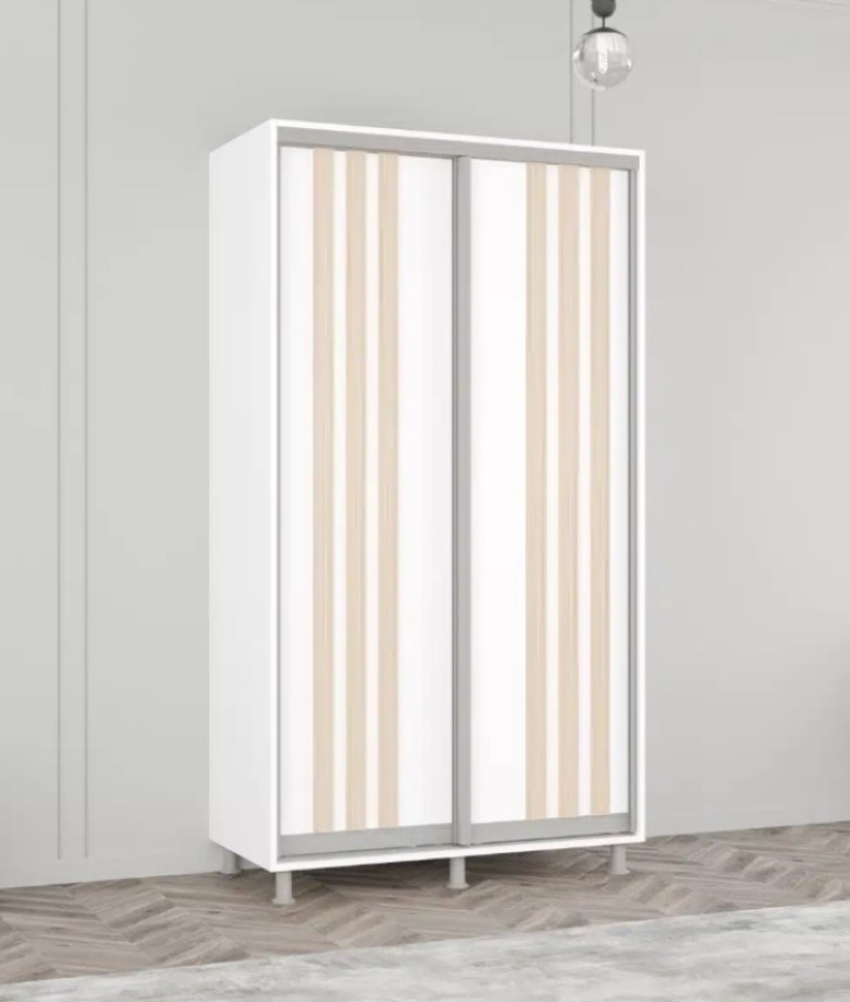 Шкаф-купе Mobildor-Lux Aron 110x200 (8681 Alb Briliant/3025 Stejar Sonoma) uși glisante din PAL cu lamele